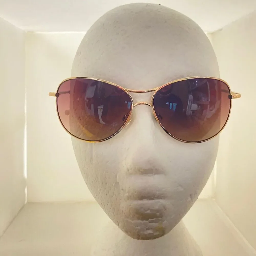 #5806 Foster Grant Aviator Sunglasses Vintage Gold Wrap